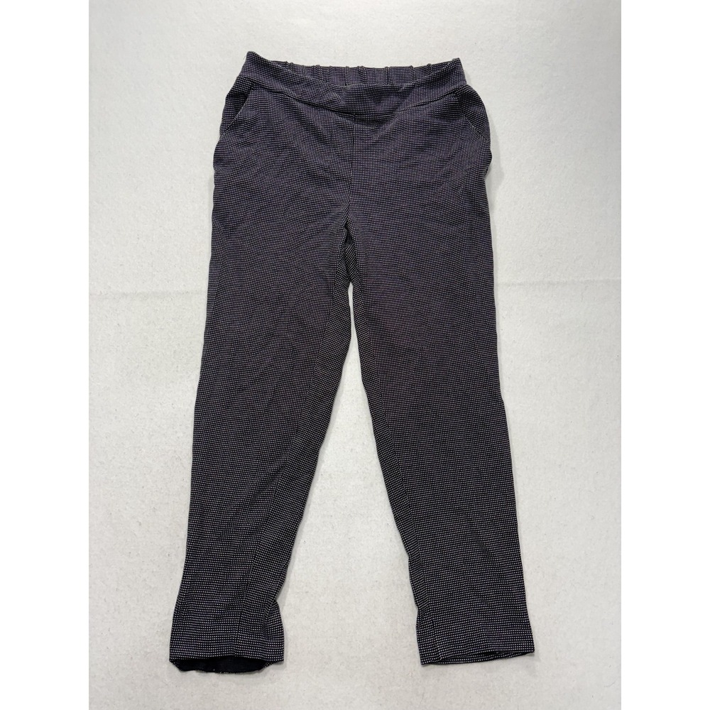 Nine West Dress Pants Womens Small Black Check Crop Tapered Knit Stretch